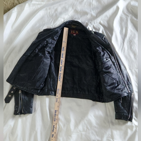 Vintage ICS Motorcycle Leather Jacket Sz.16..see Measurements - Picture 2 of 14
